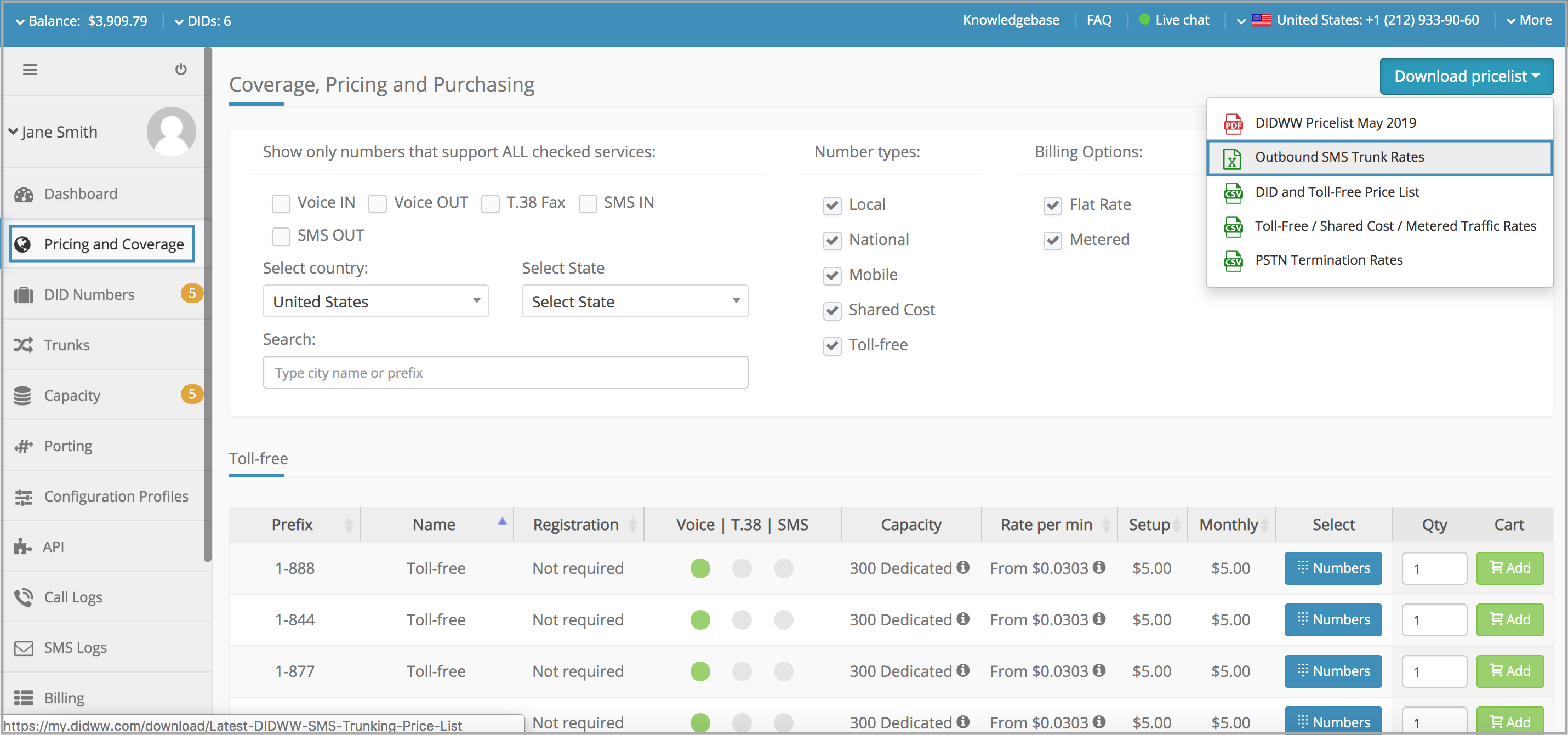 Outbound-SMS-pricing