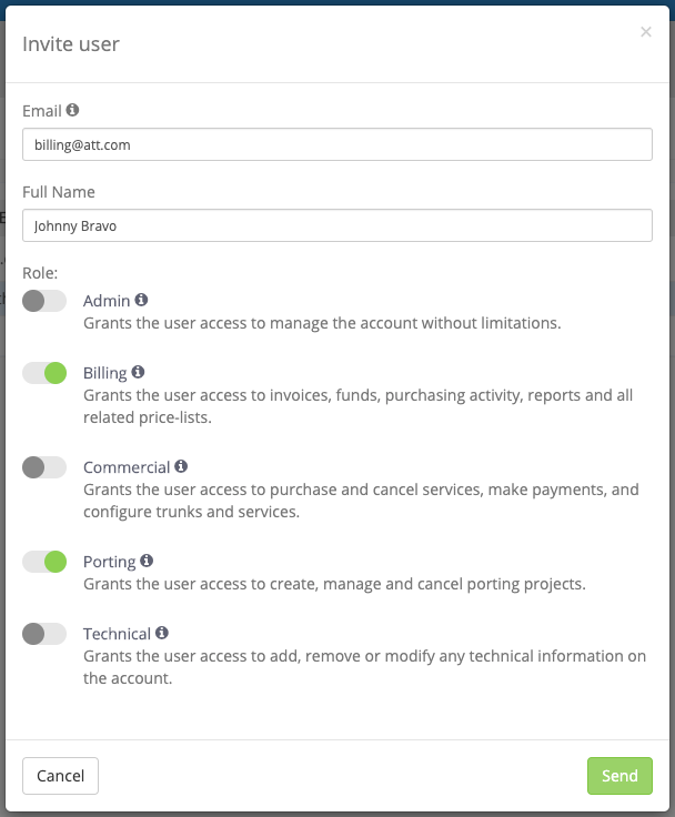 Roles and Multi Accounts are available on DIDWW User Panel
